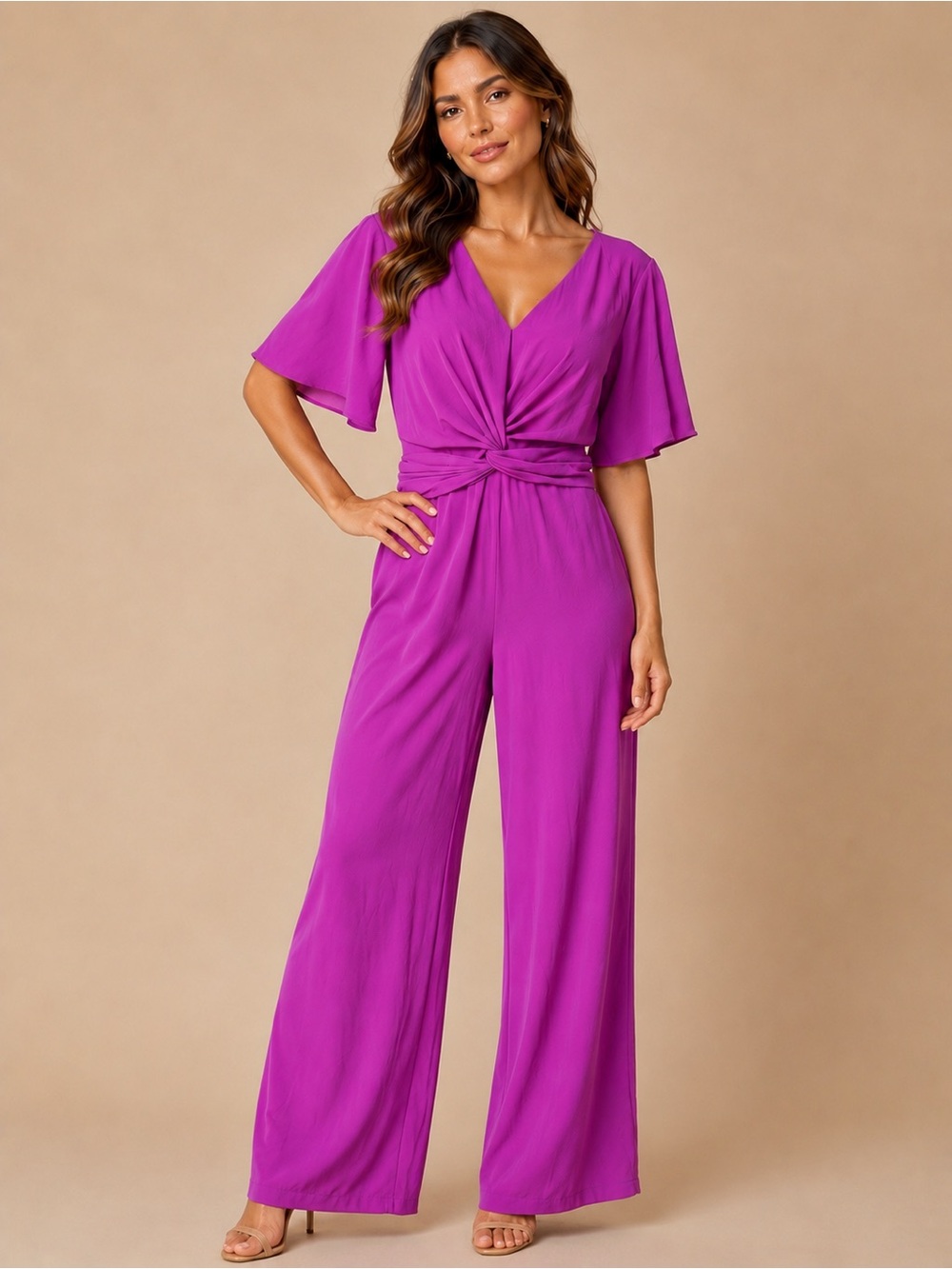 She + Sky Magenta Wide-Leg Jumpsuit – Size Large – New With Tags
